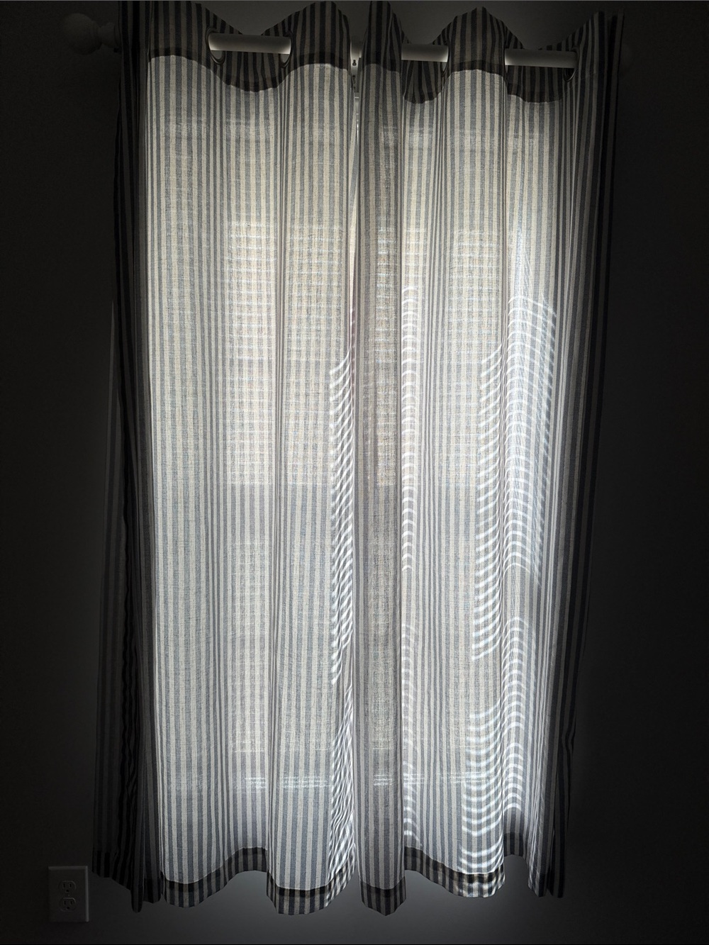 Striped Window Curtain Panel - White and blue
